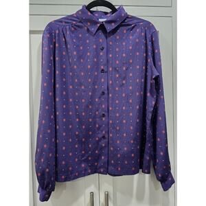 💜Vintage Orare Purple Striped Button Blouse – Estimated Size M/L